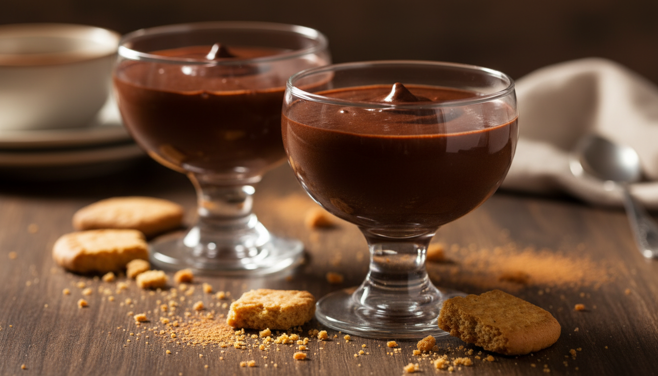 découvrez notre mousse au chocolat extra intense accompagnée de biscuits fondants sans cuisson, une alliance gourmande qui séduit à chaque bouchée pour un plaisir irrésistible.