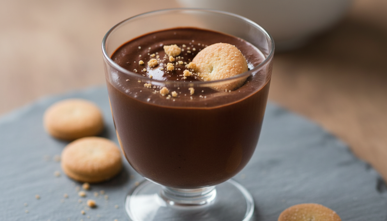 découvrez notre mousse au chocolat ultra intense accompagnée de biscuits fondants, un dessert sans cuisson qui séduit dès la première bouchée par sa gourmandise et sa simplicité.