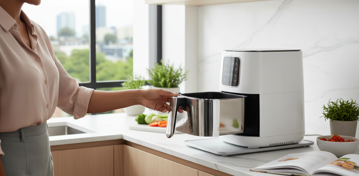 découvrez l'oqcsuat 10l, la friteuse sans huile à deux compartiments qui allie cuisson saine, puissance et polyvalence pour des repas délicieux et faciles à préparer.