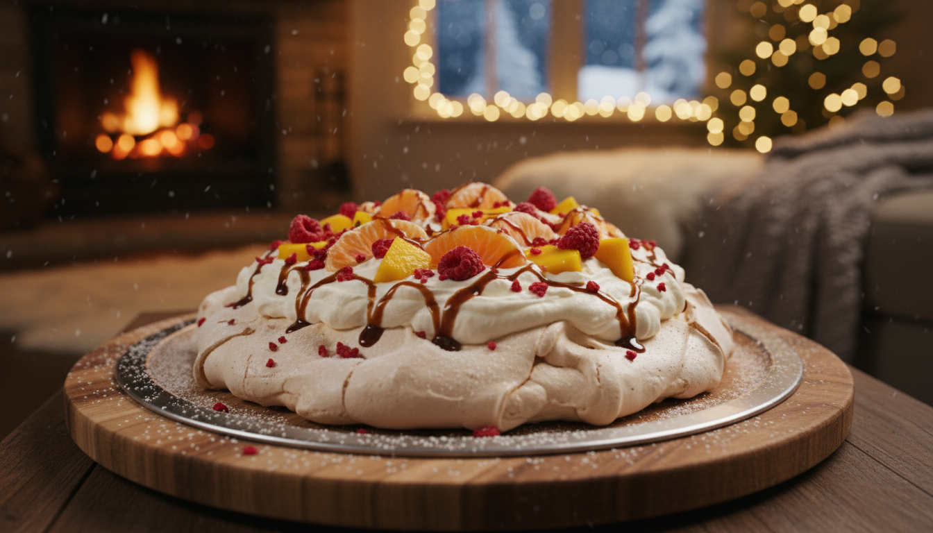 découvrez la recette de la pavlova légère comme l'air, garnie de fruits frais pour apporter une touche de douceur et de fraîcheur qui réchauffera vos soirées d'hiver.