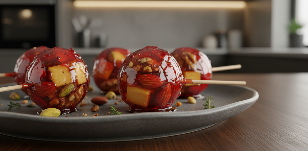 découvrez une délicieuse réinvention de la pomme d'amour avec nos sucettes croquantes au fromage frais et aux noix, une gourmandise originale alliant douceur et croquant.