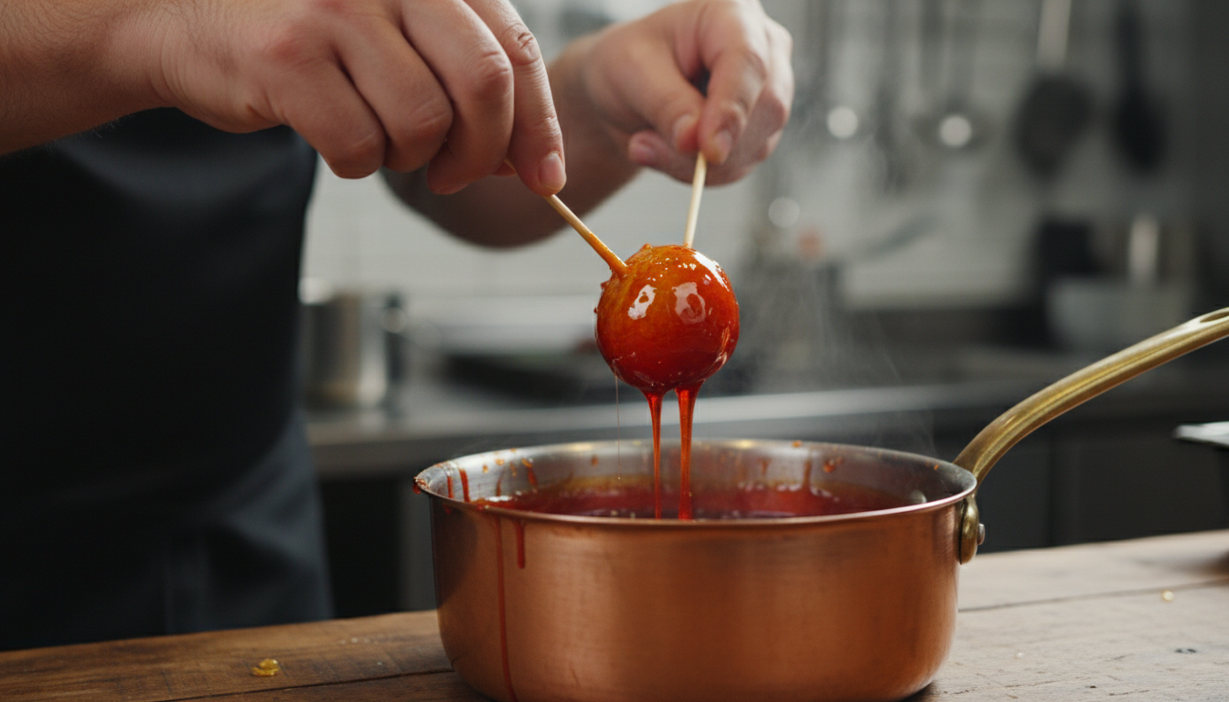 découvrez une délicieuse réinvention de la pomme d’amour avec des sucettes croquantes au fromage frais et aux noix, un plaisir gourmand alliant douceur et originalité.