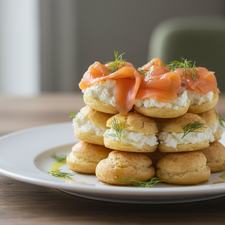 découvrez nos profiteroles légères au fromage frais et saumon fumé, alliant fraîcheur et élégance gourmande pour une expérience culinaire raffinée et savoureuse.