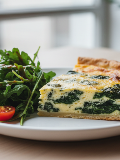 découvrez une recette simple et délicieuse de quiche inratable au fromage bleu, accompagnée d'épinards frais et de pignons croquants pour une saveur unique et gourmande.