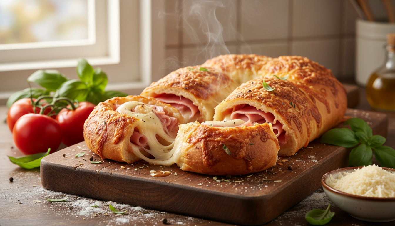 découvrez notre recette incontournable du roulé gourmand, une pizza au jambon et fromage facile à réaliser pour un repas savoureux et convivial.