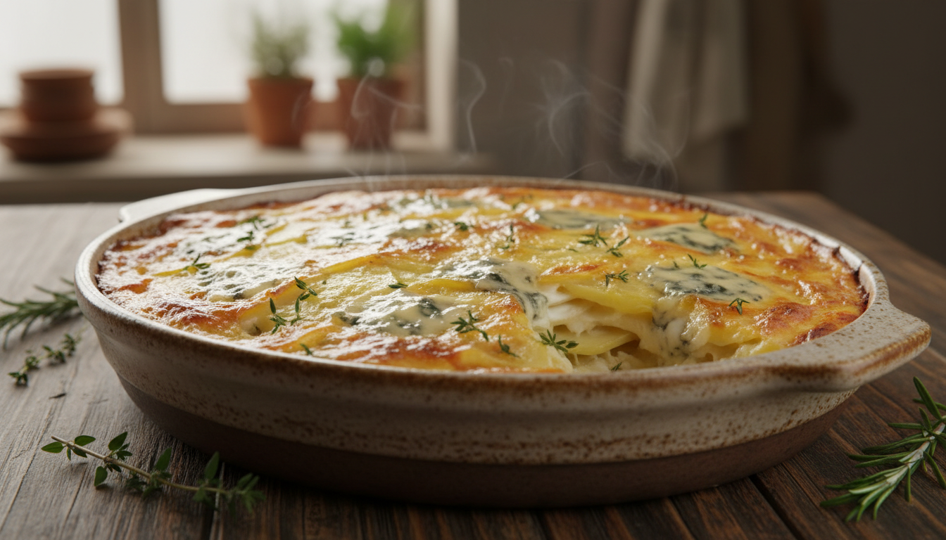 découvrez notre recette savoureuse de gratin de pommes de terre au fromage bleu, un plat riche en saveurs et facile à préparer, parfait pour régaler toute la famille.