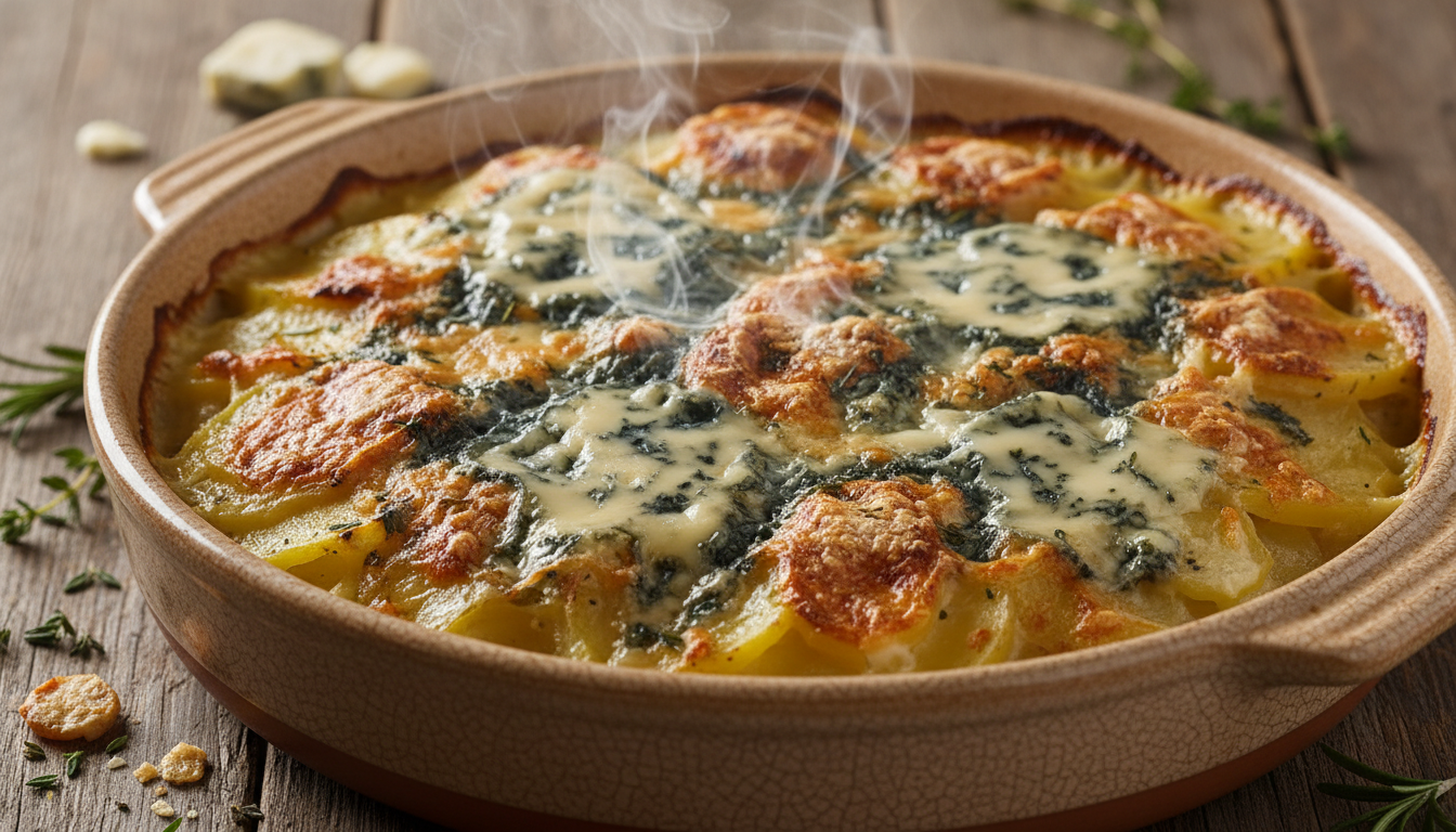 découvrez notre recette savoureuse de gratin de pommes de terre au fromage bleu, un plat riche en saveurs et facile à préparer, idéal pour régaler vos papilles.