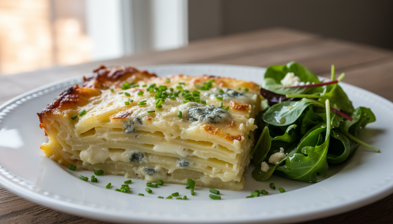 Savourez un gratin de pommes de terre au fromage bleu : une recette riche en saveurs à ne pas manquer