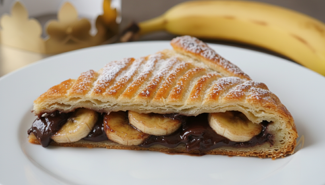 découvrez la galette des rois moelleuse alliant la douceur de la banane à l'éclat du chocolat, pour une gourmandise audacieuse à savourer sans attendre !