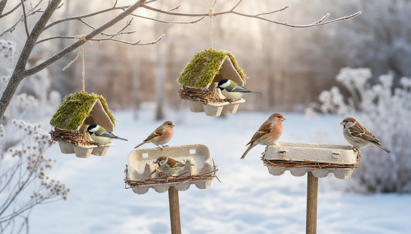 apprenez à transformer vos vieilles boîtes d'œufs en refuges chaleureux pour attirer et protéger les oiseaux dans votre jardin durant l'hiver.