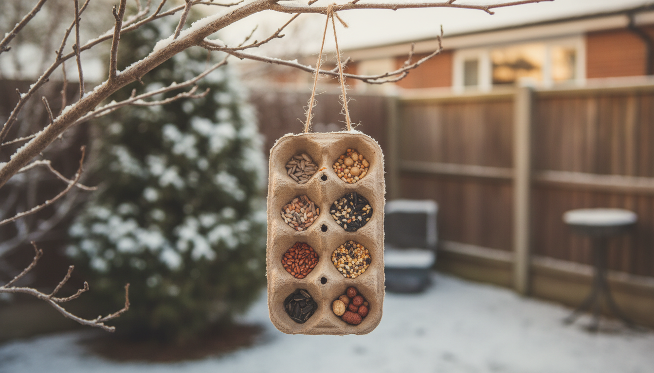 Transformez vos vieilles boîtes d&rsquo;œufs en refuges précieux pour attirer les oiseaux dans votre jardin cet hiver