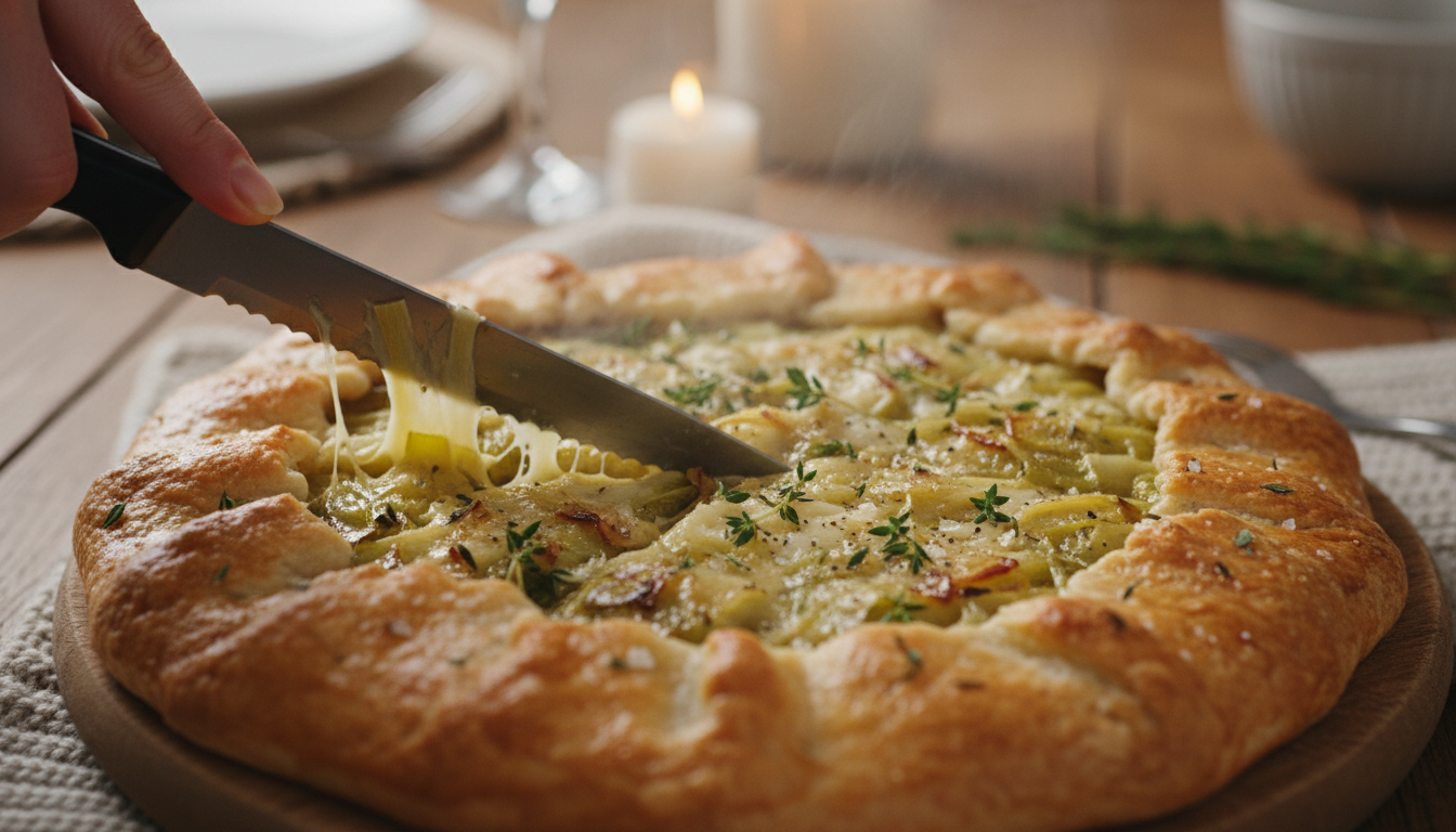 découvrez une tarte rustique aux poireaux et comté, savoureuse et facile à préparer, qui séduira toute la famille, même les enfants !