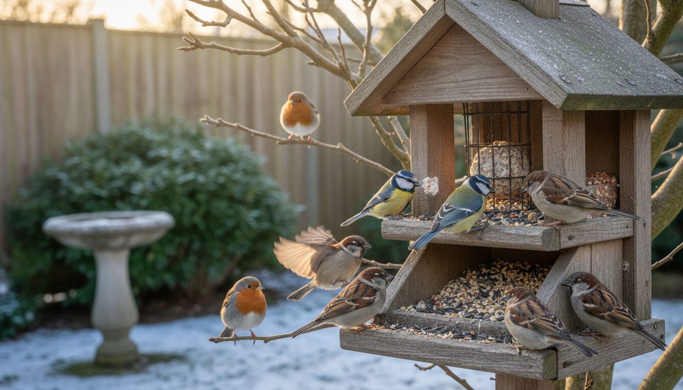 préparez la clôture de saison en nourrissant vos oiseaux du jardin avec des boules de graisse et des graines pour leur offrir énergie et protection pendant les mois froids.