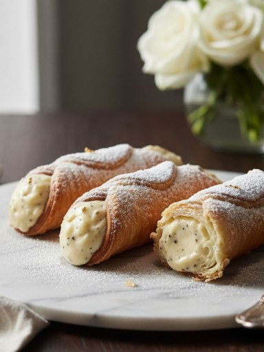 savourez le cannoli feuilleté à la vanille, un dessert simple et rapide à réaliser qui émerveillera vos papilles et impressionnera vos invités.