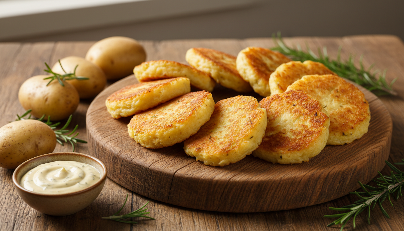 découvrez ma recette rapide et facile de galettes de pommes de terre dorées au four, légères et croustillantes, une alternative saine et délicieuse aux frites pour toute la famille en seulement 10 minutes.