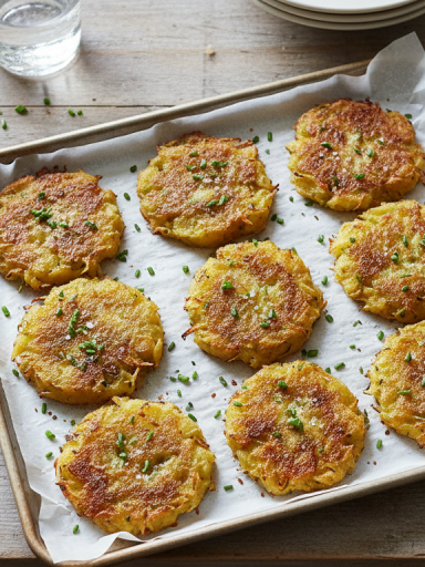 découvrez en 10 minutes des galettes de pommes de terre dorées au four, légères et croustillantes, une délicieuse alternative saine aux frites pour toute la famille.