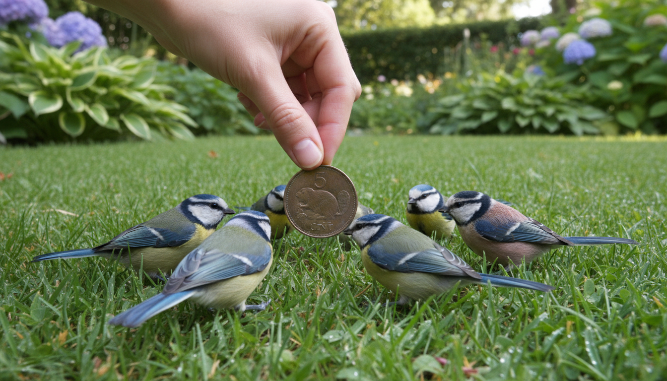 Il pose une pièce de 5 centimes dans son jardin et attire une nuée de mésanges fascinantes