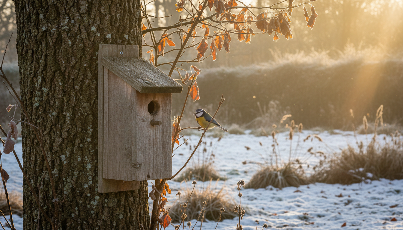 découvrez comment un abri en bois installé à l'extérieur peut offrir une protection essentielle aux mésanges durant l'hiver, favorisant leur survie face au froid.