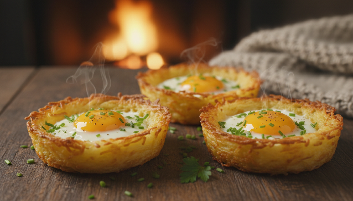 découvrez la recette rapide et réconfortante des nids de pommes de terre à l'œuf, parfaite pour réchauffer vos soirées d'hiver en famille.