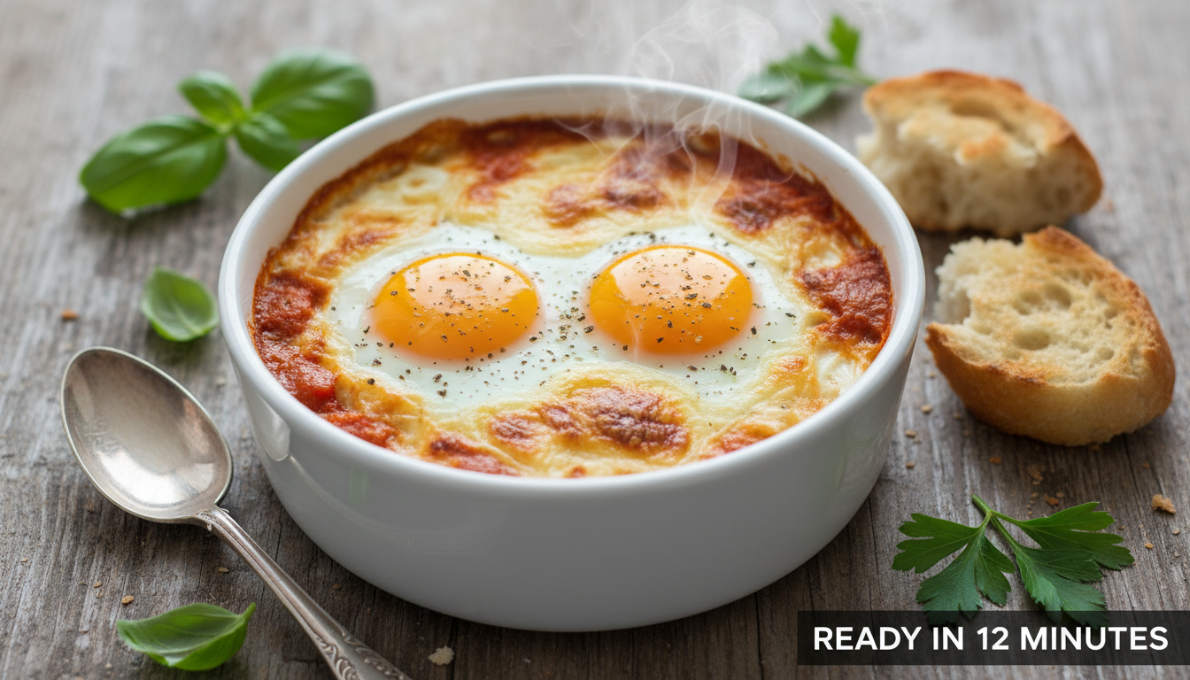 découvrez la recette facile et rapide des œufs cocotte tomate-fromage, un plat savoureux prêt en seulement 12 minutes, idéal pour les moments où vous manquez de temps en cuisine.