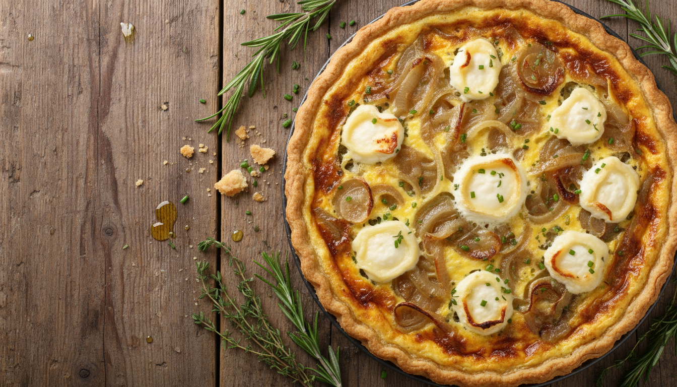 découvrez notre quiche savoureuse aux oignons caramélisés et chèvre fondant, une recette légère et pleine de saveurs pour un repas gourmand et équilibré.