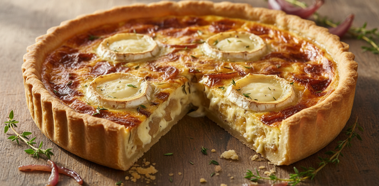 découvrez notre quiche savoureuse aux oignons caramélisés et chèvre fondant, une recette légère et pleine de saveurs qui ravira vos papilles à chaque bouchée.