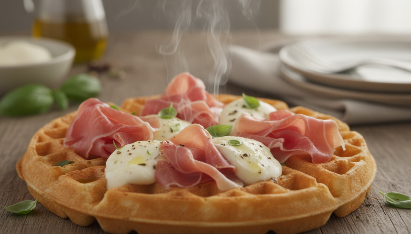 Recette gourmande : Gaufres salées au jambon cru et mozzarella fondante à savourer absolument !