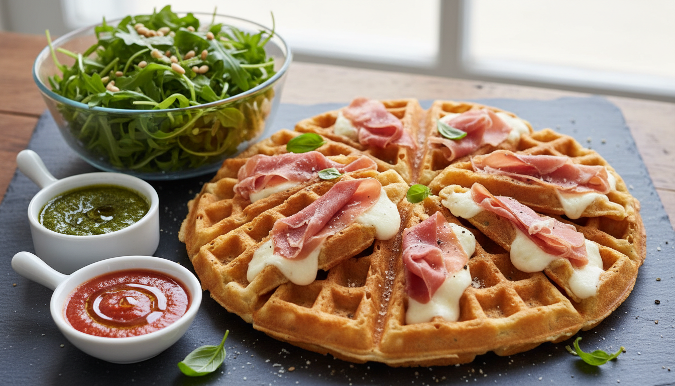 découvrez une recette gourmande de gaufres salées au jambon cru et mozzarella fondante, parfaite pour un repas savoureux et original à partager en famille ou entre amis.