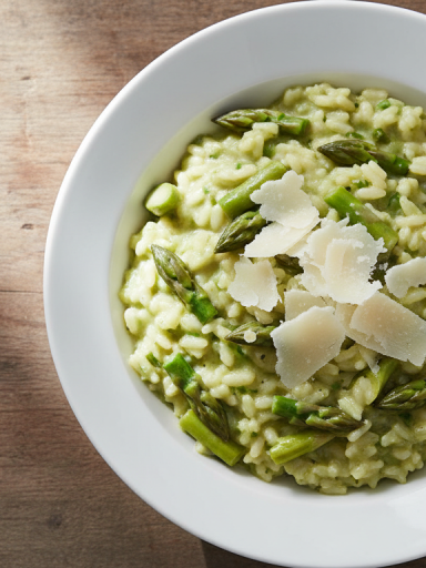 découvrez notre risotto printanier aux asperges vertes et parmesan, une douceur veloutée pleine de saveurs fraîches à savourer dès maintenant.