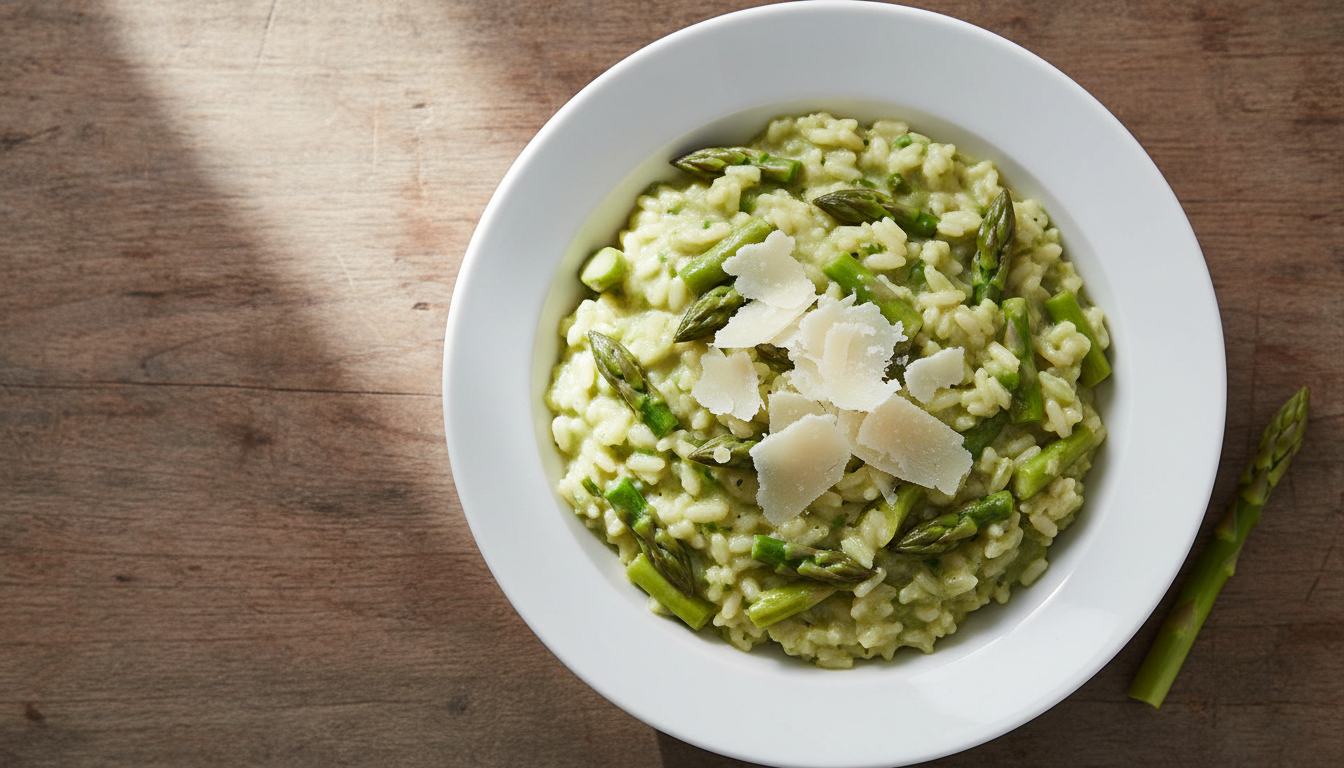 Risotto printanier aux asperges vertes et parmesan : une douceur veloutée à adopter sans tarder