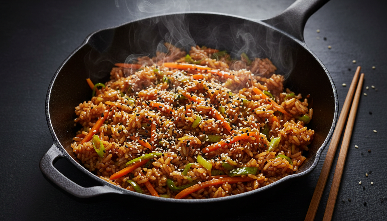 découvrez ma recette healthy et rapide de riz sauté aux carottes et poireaux, relevée d'une délicieuse sauce soja, pour un dîner savoureux et équilibré.