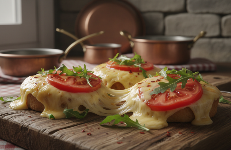découvrez une recette savoureuse mêlant fromage fondant, tomates fraîches et roquette piquante pour une expérience culinaire viennoise irrésistible.