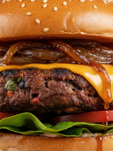 découvrez un burger végétarien gourmand avec fromage fondant et oignons marinés, une explosion de saveurs irrésistibles pour vos papilles.
