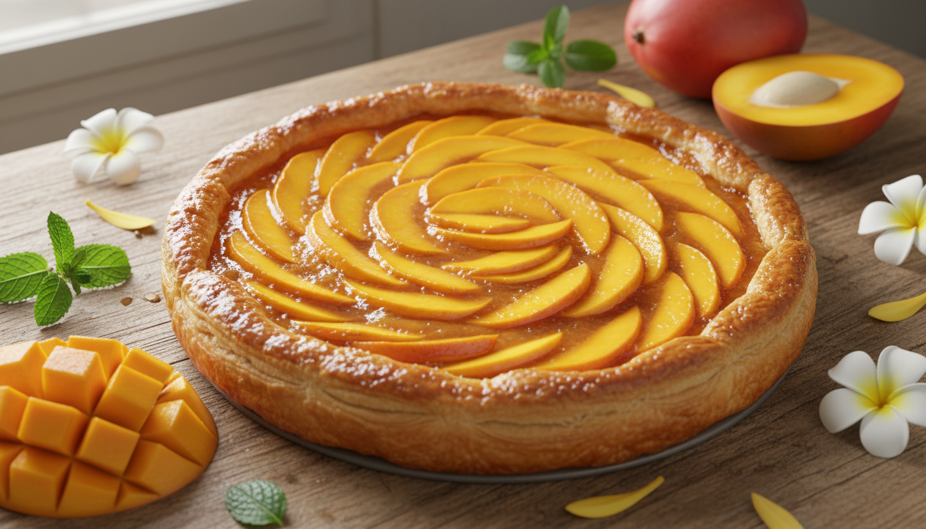 découvrez la tarte tatin à la mangue légère, une douceur exotique délicieuse et légère à savourer sans culpabilité. parfaite pour les amateurs de saveurs fruitées et raffinées.