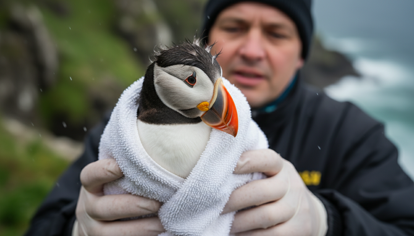un oiseau marin égaré par la tempête nils a été retrouvé à 350 km des côtes, près d'albi, soulignant l'impact des conditions météorologiques extrêmes sur la faune.