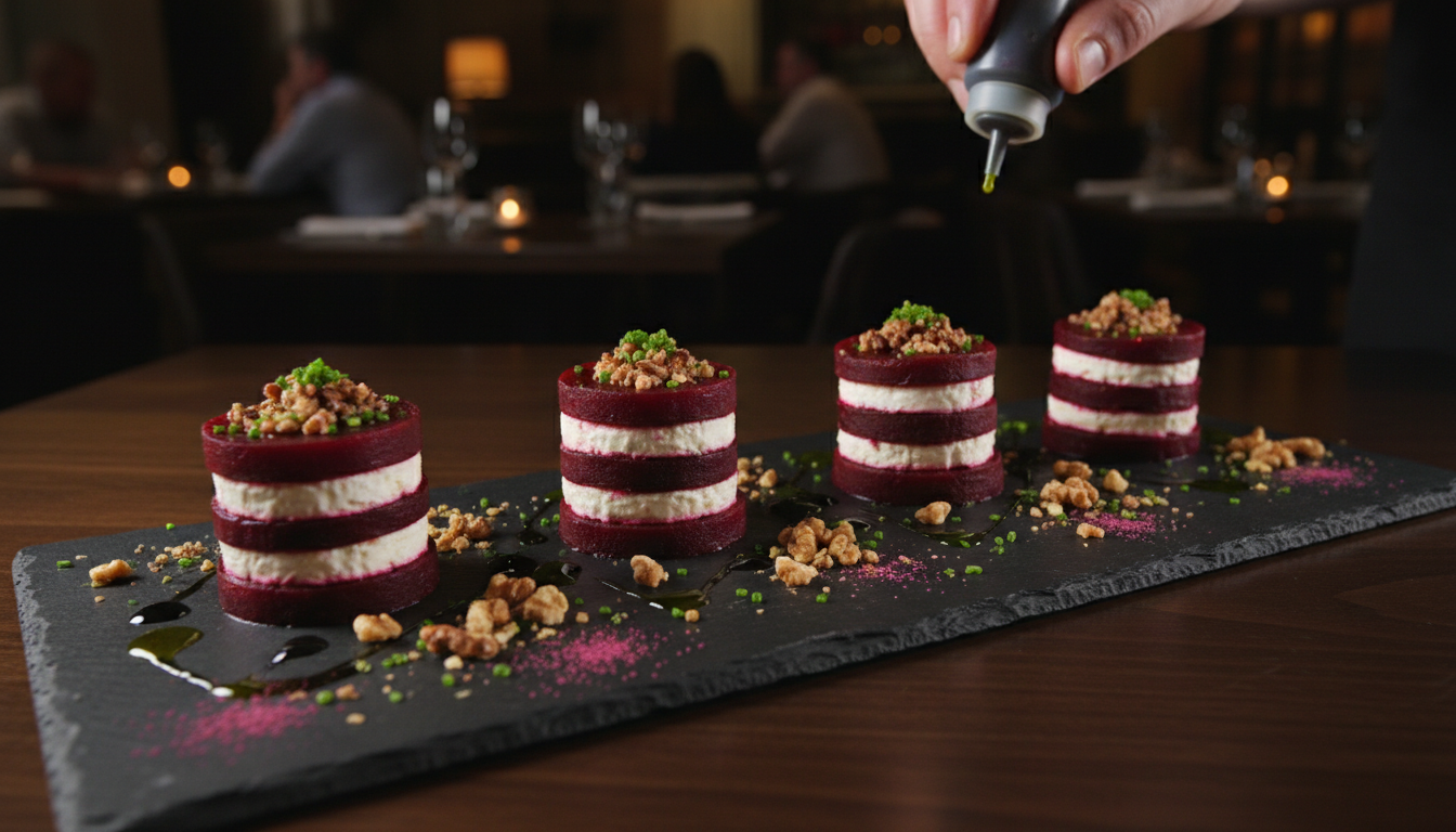 découvrez nos betteraves revisitées en bouchées apéritives colorées, fraîches et élégantes, parfaites pour un apéritif chic digne des plus grands restaurants.