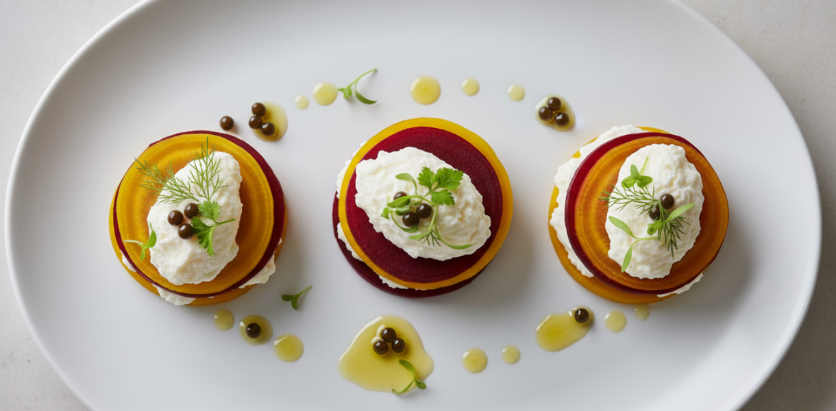 découvrez nos betteraves revisitées en bouchées apéritives colorées et fraîches, une touche ultra chic parfaite pour impressionner lors de vos repas et réceptions.