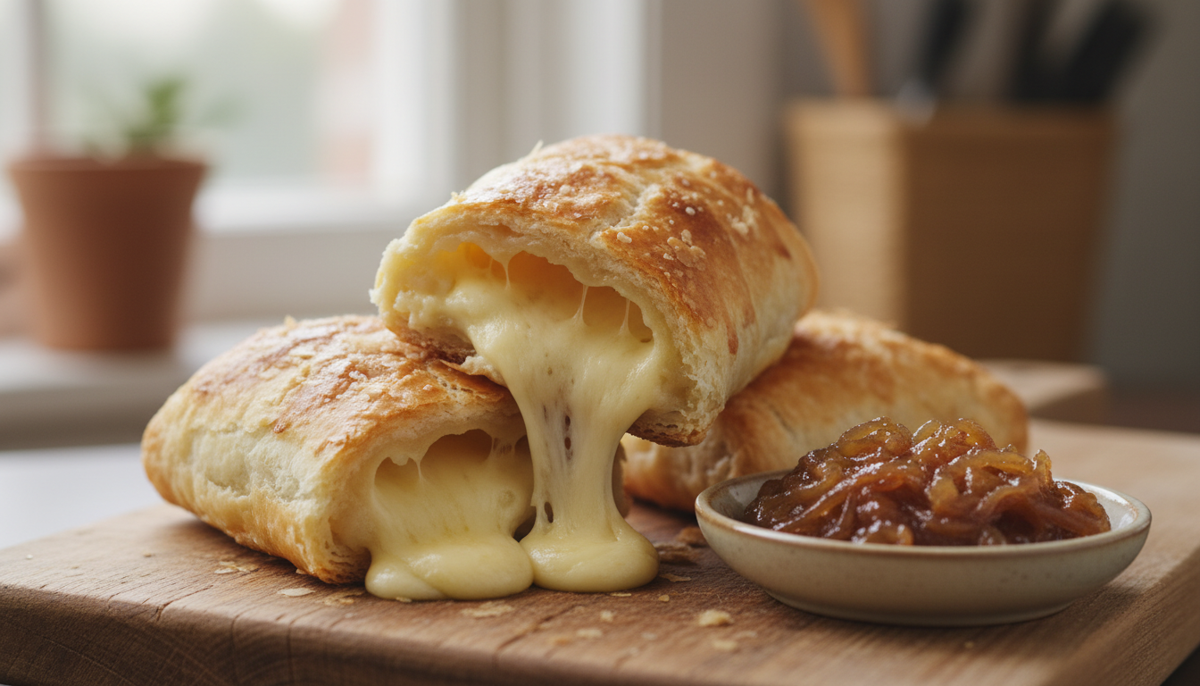 découvrez la recette gourmande des chaussons au fromage fondant et confit d’oignon, faciles à préparer et parfaits pour un moment de dégustation savoureux à savourer sans attendre.
