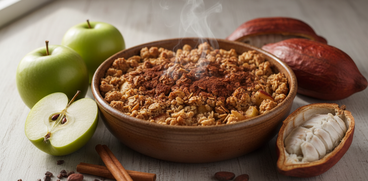 découvrez notre recette de crumble pommes-cacao, une gourmandise légère et savoureuse à déguster sans culpabilité. un dessert parfait pour allier plaisir et légèreté.