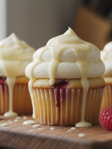 découvrez nos cupcakes gourmands vanille-framboise, garnis d'une crème au fromage frais légère et d'un nappage onctueux au chocolat blanc, pour une gourmandise parfaite et raffinée.