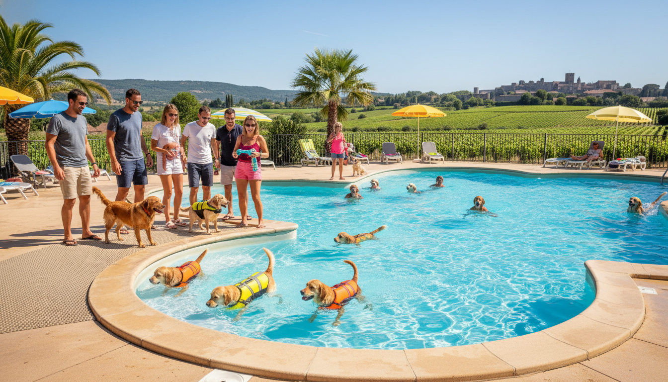 dans l'aude, un camping solidaire ouvre sa piscine pour offrir un refuge frais et sûr aux chiens, apportant soutien et bien-être pendant les chaleurs estivales.