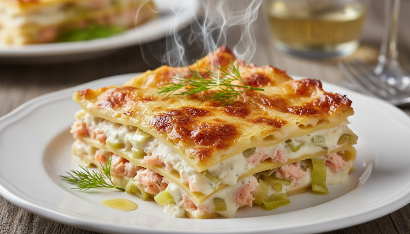 découvrez notre recette gourmande de lasagnes au saumon, poireaux fondants et fromage frais, alliant douceur et fraîcheur pour un repas savoureux et réconfortant.
