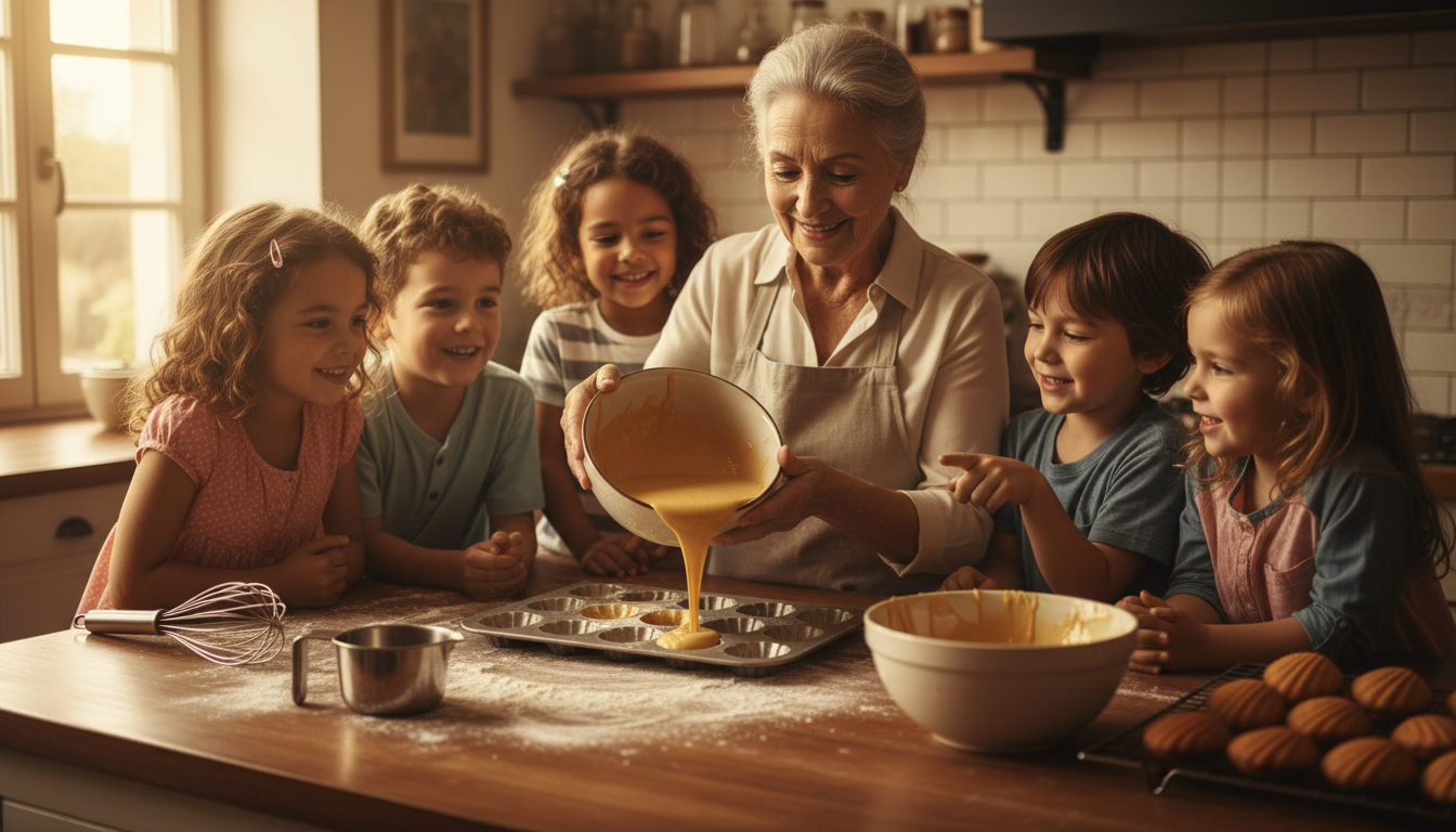 découvrez comment déposer la pâte à madeleine dans un moule à gâteau a rendu mes petits-enfants impatients de savourer ces délicieuses gourmandises fait-maison.