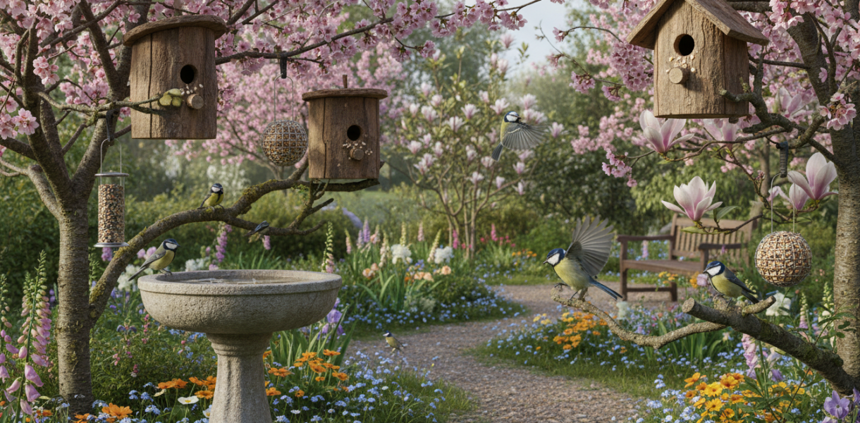 préparez votre jardin pour le printemps avec des aménagements subtils afin d'attirer les mésanges et transformer votre espace en un paradis pour ces petits oiseaux colorés.