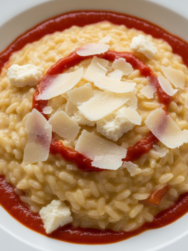 découvrez notre recette de risotto aérien, sublimé par un coulis de tomates fraîches et un parmesan fondant pour un plat savoureux et léger.