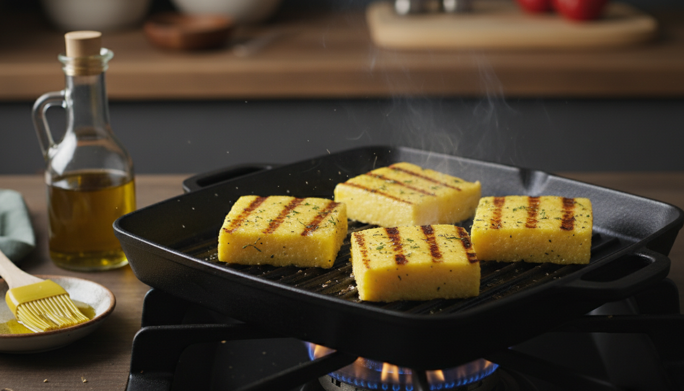 découvrez notre toast de polenta gourmand, garni de fromage fondant et de chorizo épicé pour une explosion de saveurs croustillantes à chaque bouchée.