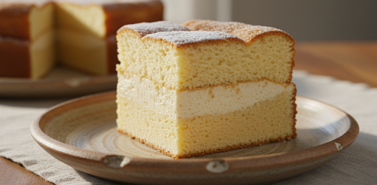 découvrez ce gâteau à la vanille étonnant : une seule pâte versée qui se transforme en trois couches magiques à la sortie du four, pour un dessert surprenant et délicieux.