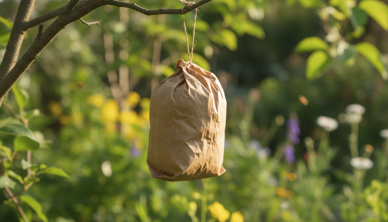 découvrez comment un simple sac en papier kraft suspendu à une branche peut naturellement éloigner les frelons asiatiques de votre jardin tout au long de l'été, sans produits chimiques.