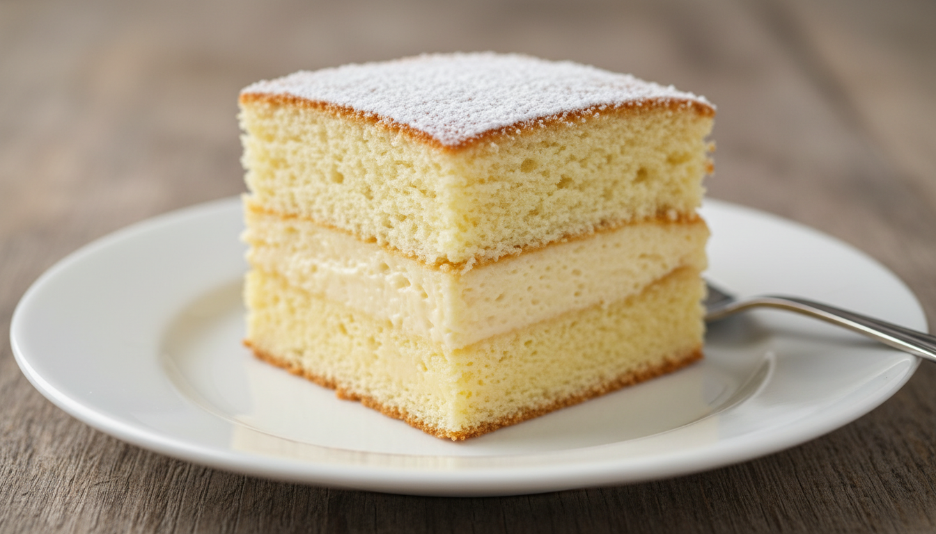 découvrez ce tour de magie culinaire avec une seule pâte pour trois couches de gâteau à la vanille, un délice fondant et surprenant à la sortie du four.