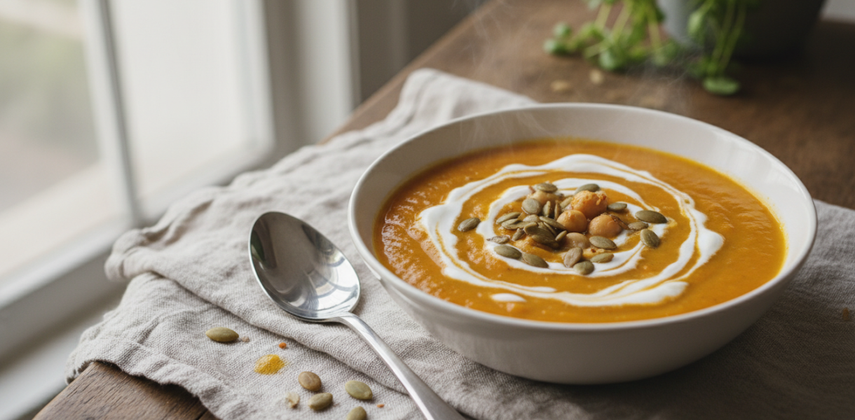découvrez notre velouté de pois chiches et carottes au cumin, une recette saine, savoureuse et facile à préparer, idéale pour un dîner rapide lors des soirées paresseuses.